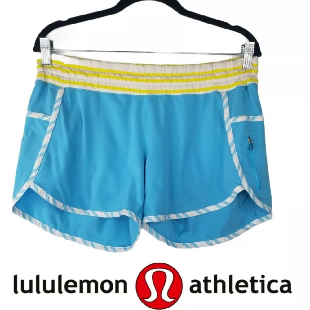 Lululemon Tracker Short 4" Blue/Yellow/White Shorts